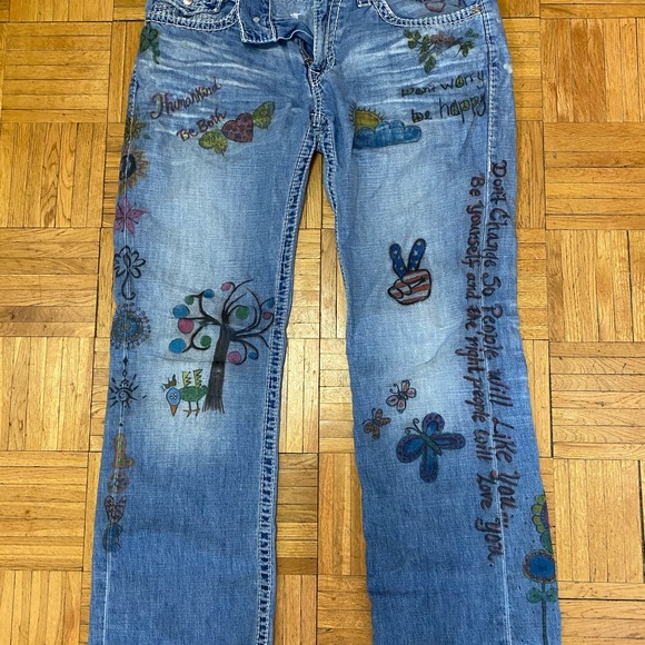 True Religion 34” up-cycled unisex jeans. - Picture 2 of 14